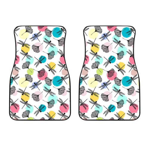 Dragonflies Ginkgo Leaves Pattern Front Car Mats