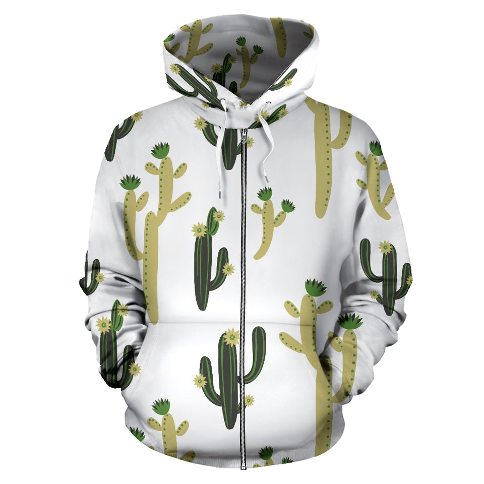 Cute Cactus Pattern Zip Up Hoodie