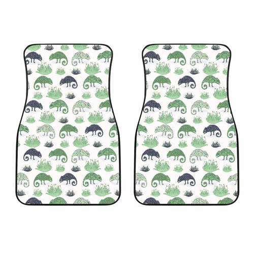 Chameleon Lizard Succulent Plant Pattern  Front Car Mats