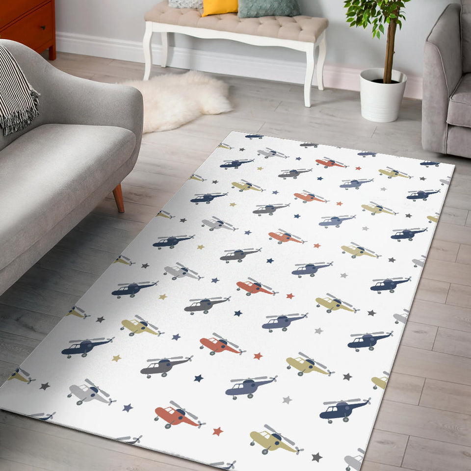 Cute Helicopter Star Pattern Area Rug