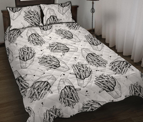 Hand drawn french fries pattern Quilt Bed Set