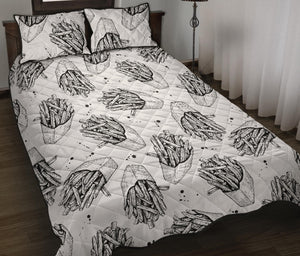 Hand drawn french fries pattern Quilt Bed Set