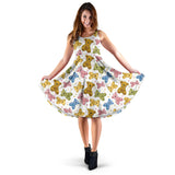 Teddy Bear Pattern Print Design 01 Sleeveless Midi Dress