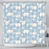 Cute Polar Bears Christmas Decoration Pattern Shower Curtain Fulfilled In US