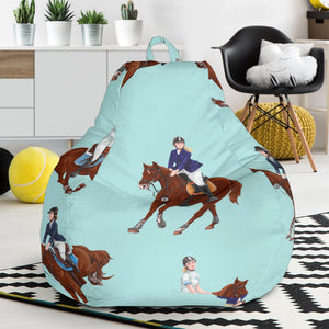 Horses Running Horses Rider Pattern Bean Bag Cover