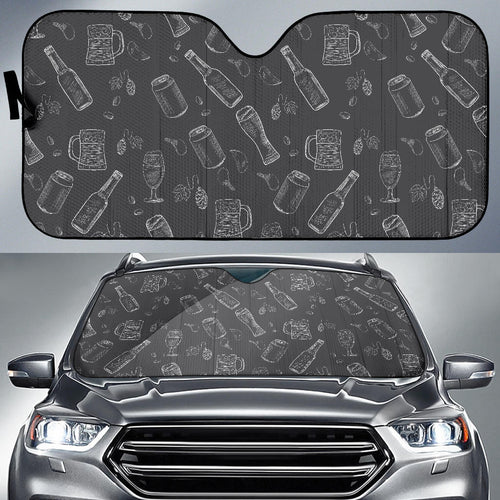 Beer Hand Drawn Pattern Car Sun Shade