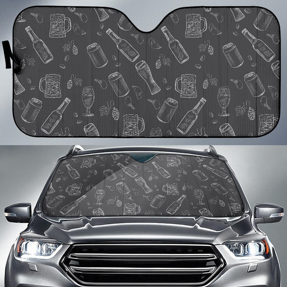 Beer Hand Drawn Pattern Car Sun Shade