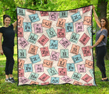 Chemistry Periodic Table Pattern Print Design 02 Premium Quilt