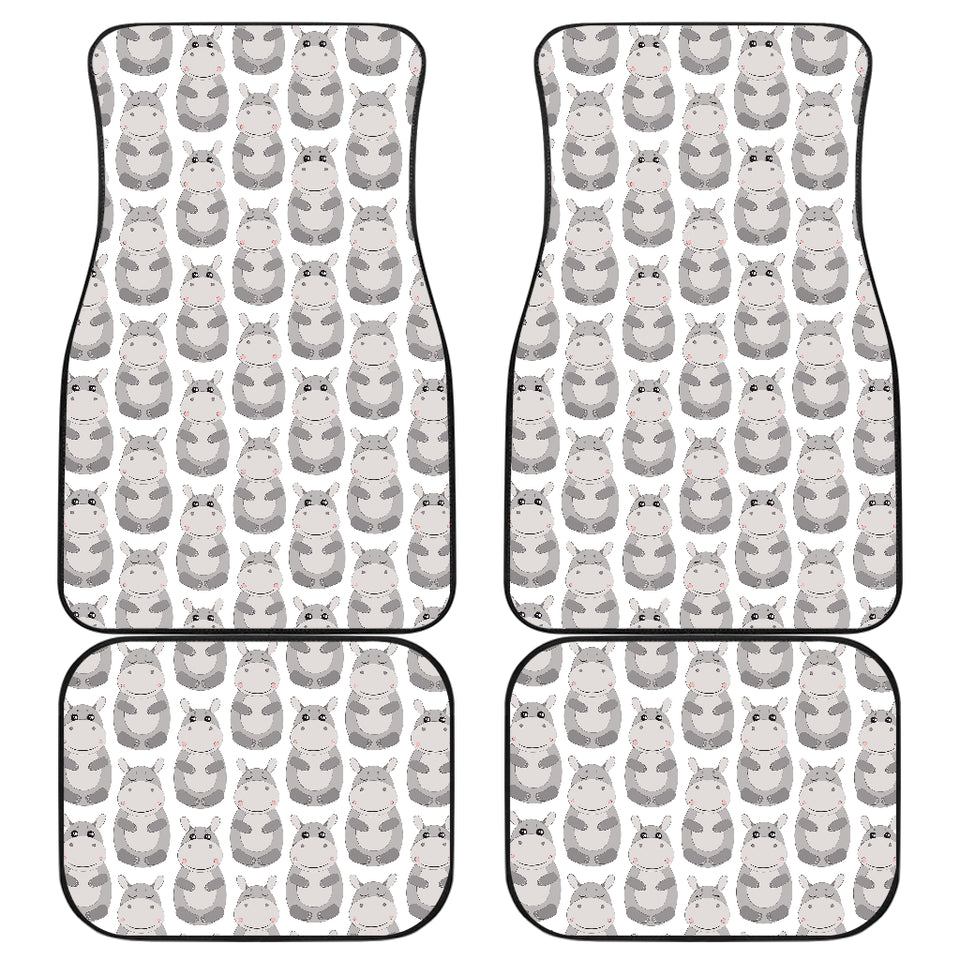 Hippopotamus Pattern Print Design 05 Front and Back Car Mats