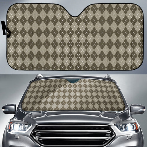 Chocolate Argyle Car Sun Shade Auto Sun Shade
