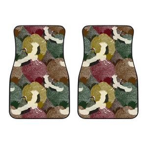 Japanese Cranes Flying Forest Dot Pattern Front Car Mats