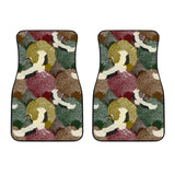 Japanese Cranes Flying Forest Dot Pattern Front Car Mats