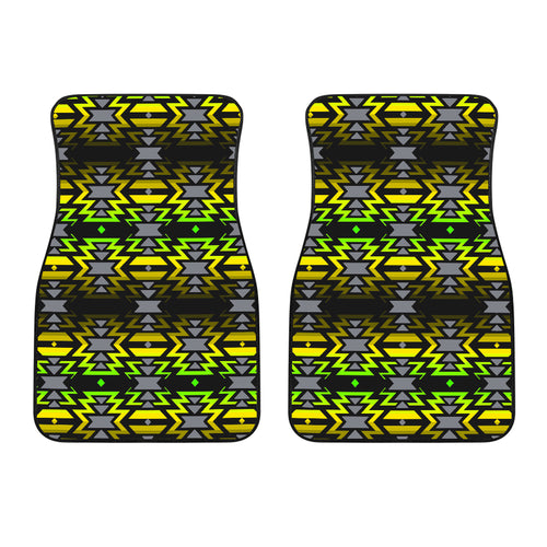 Black Fire Green And Yellow Front Car Mats (Set Of 2)
