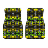 Black Fire Green And Yellow Front Car Mats (Set Of 2)