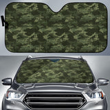 Digital Green Camo Camouflage Pattern Car Sun Shade
