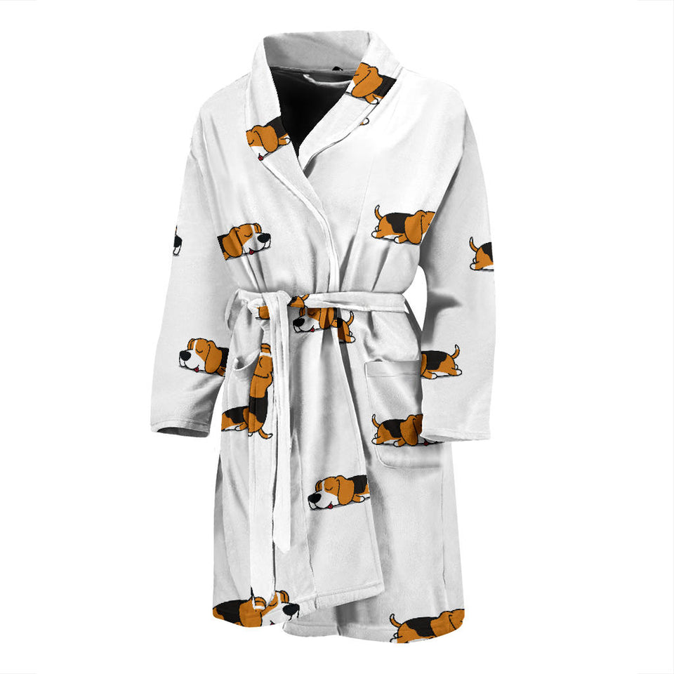 Cute Beagle Dog Sleeping Pattern Men'S Bathrobe