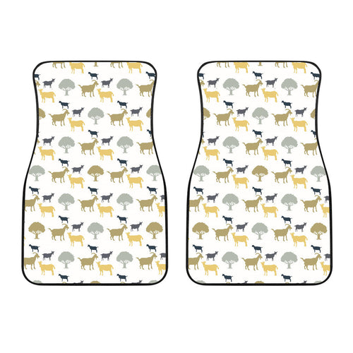 Silhouettes Of Goat And Tree Pattern Front Car Mats