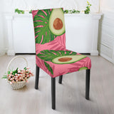 Avocado Slices Leaves Pink Back Ground Dining Chair Slipcover