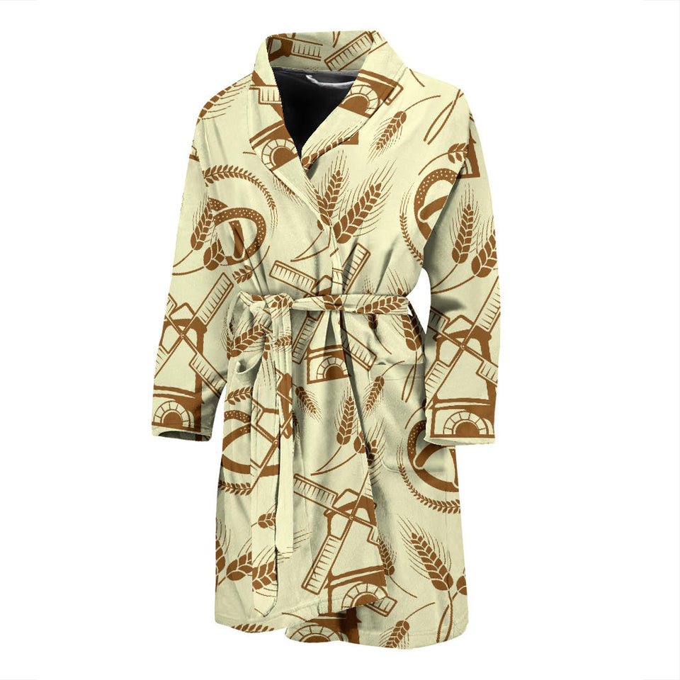Windmill Wheat Pattern Men'S Bathrobe