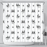 Cute French Bulldog Paw Pattern Shower Curtain Fulfilled In US