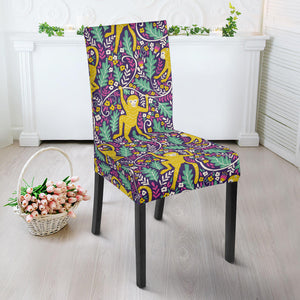Cute Yellow Monkey Leaves Pattern Dining Chair Slipcover
