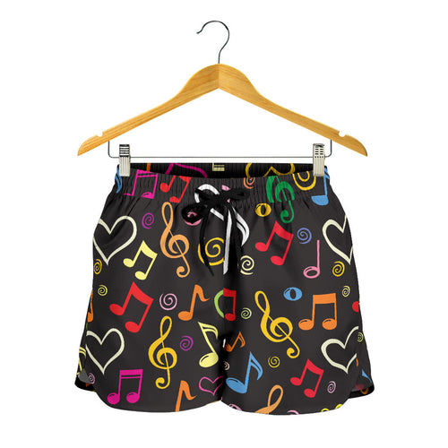 Music Notes Pattern Print Design 02 Women Shorts
