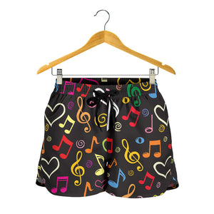 Music Notes Pattern Print Design 02 Women Shorts