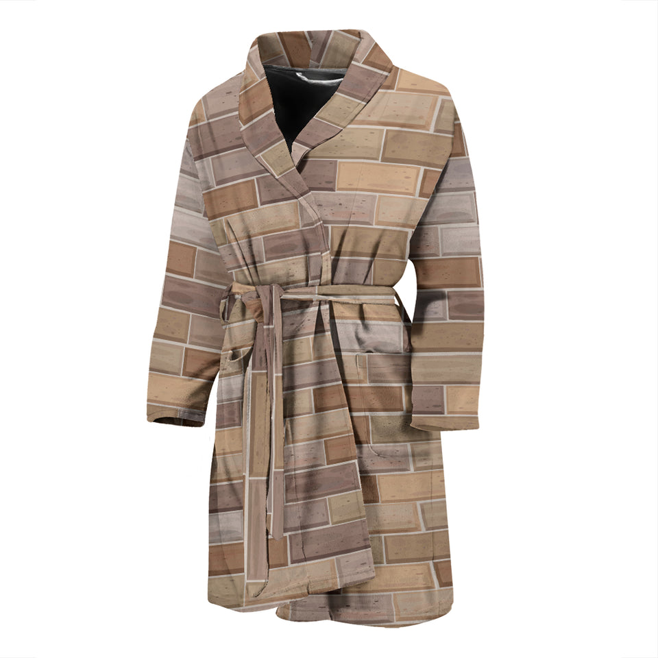 Brick Printed Pattern Print Design 01 Men's Bathrobe