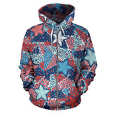 Hand Drawn Colorful Starfish Zip Up Hoodie