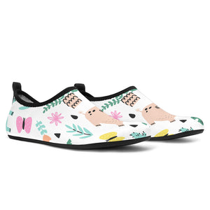 Cute Elephants Palm Tree Flower Butterfly Pattern Aqua Shoes