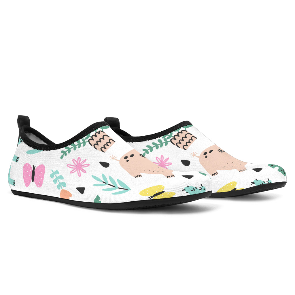 Cute Elephants Palm Tree Flower Butterfly Pattern Aqua Shoes