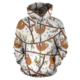 Sloths Hanging On The Tree Pattern Zip Up Hoodie