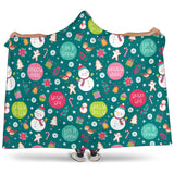 Snowman Bird Decorative Elements Christmas Pattern Hooded Blanket