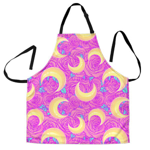 Moon Pink Rose Background Adjustable Apron