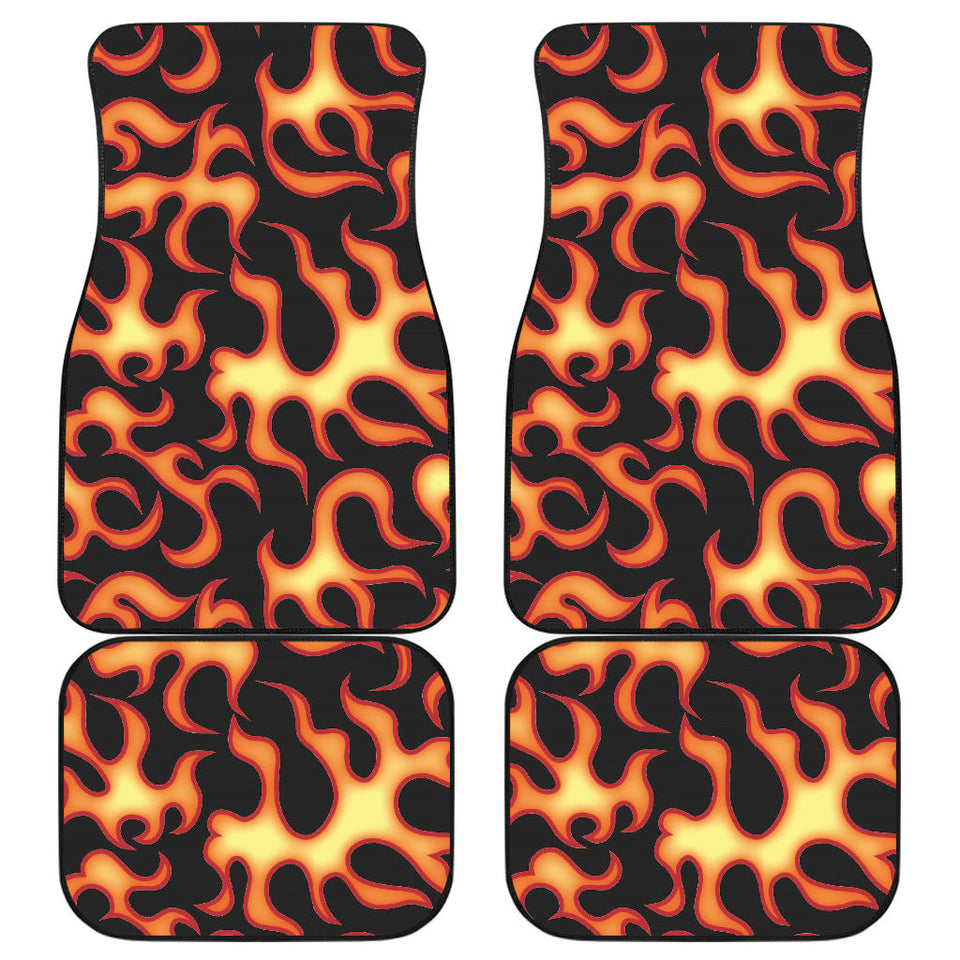 Fire Flame Dark Pattern Front And Back Car Mats