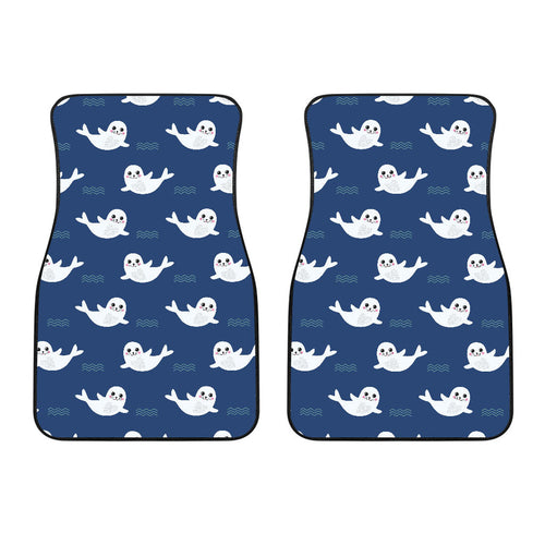 Cute White Baby Sea Lion Seal Pattern Front Car Mats