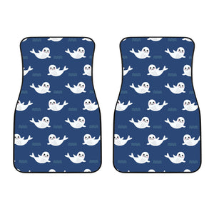 Cute White Baby Sea Lion Seal Pattern Front Car Mats