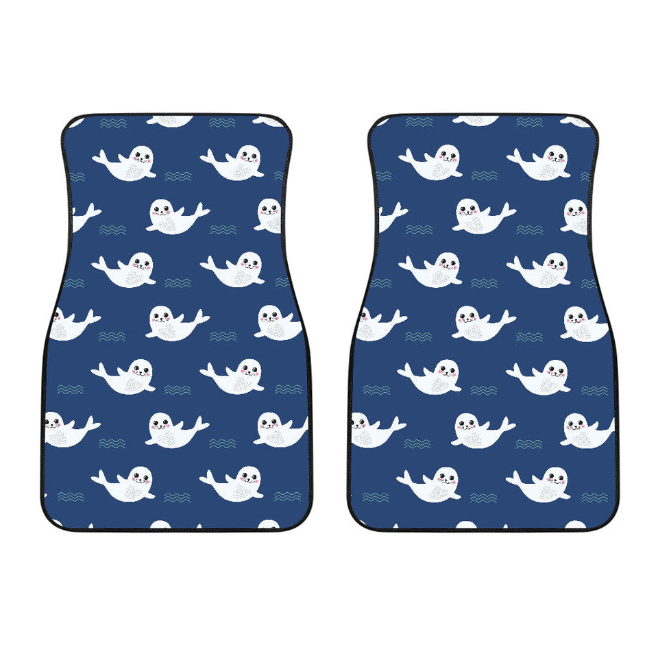 Cute White Baby Sea Lion Seal Pattern Front Car Mats