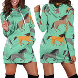Colorful Horses Pattern Women'S Hoodie Dress