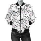 Cute French Bulldog Head Pattern Women'S Bomber Jacket