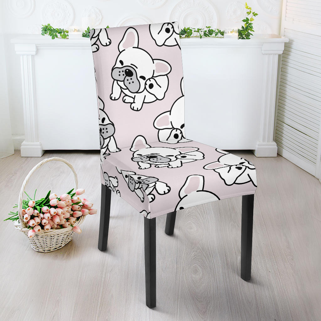 Cute French Bulldog Pattern Dining Chair Slipcover