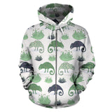 Chameleon Lizard Succulent Plant Pattern Zip Up Hoodie