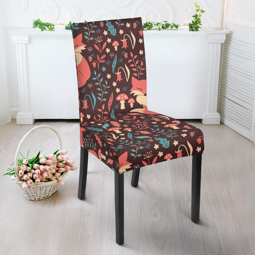 Fox Leaves Mushroom Pattern Dining Chair Slipcover