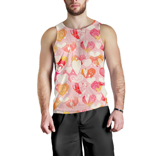 Hand drawn heart design pattern Men Tank Top
