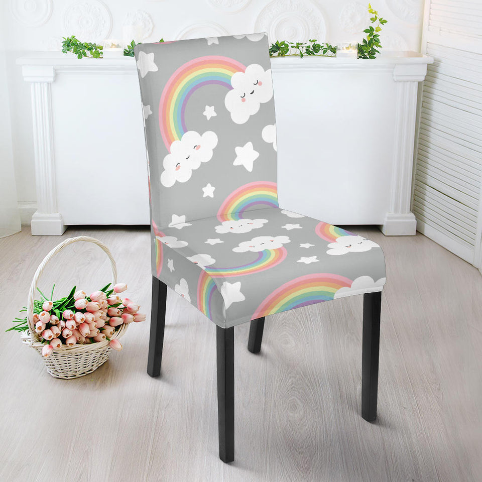 Cute Rainbow Clound Star Pattern Dining Chair Slipcover