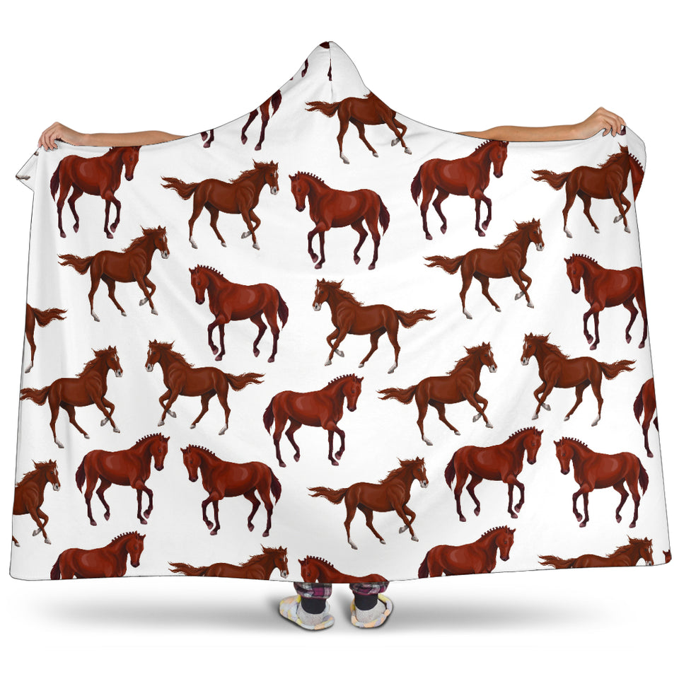 Horses Running Pattern Background Hooded Blanket