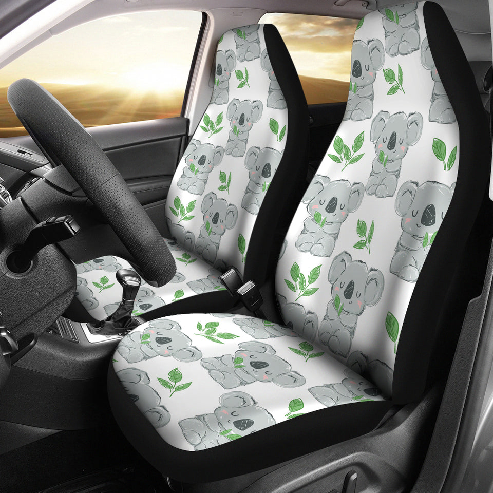 Hand Drawn Koala Leaves Pattern Universal Fit Car Seat Covers