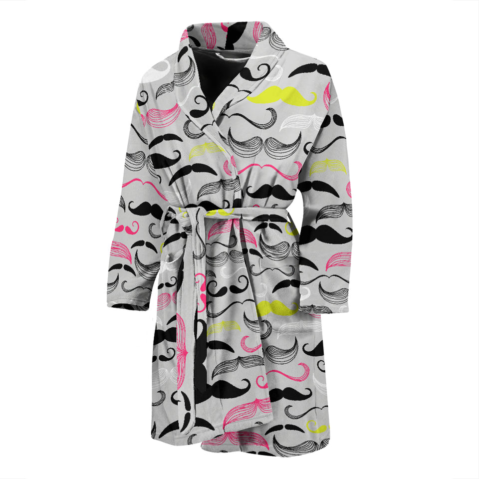 Mustache Beard Pattern Print Design 02 Men's Bathrobe