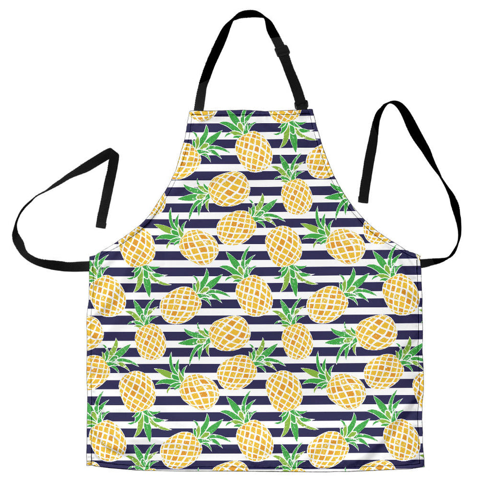 Pineapples Pattern Striped Background Adjustable Apron