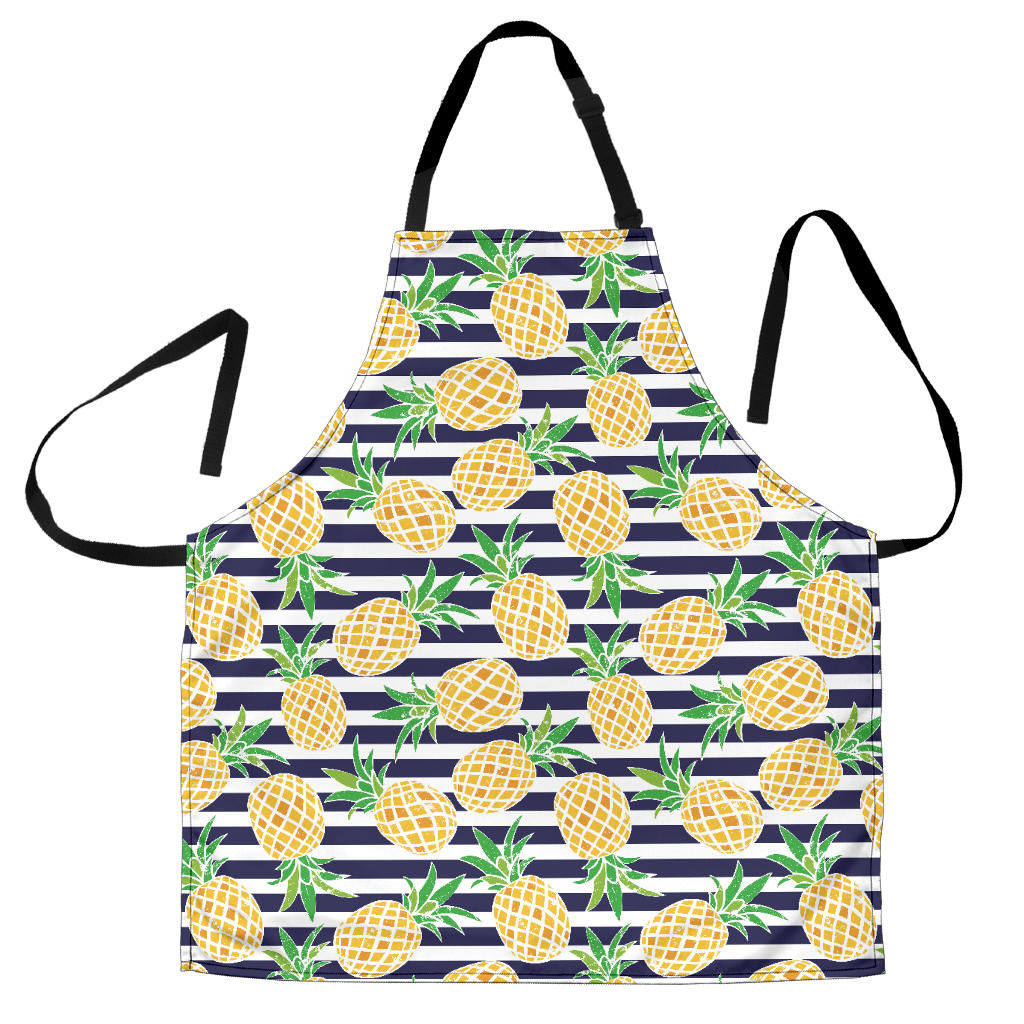 Pineapples Pattern Striped Background Adjustable Apron
